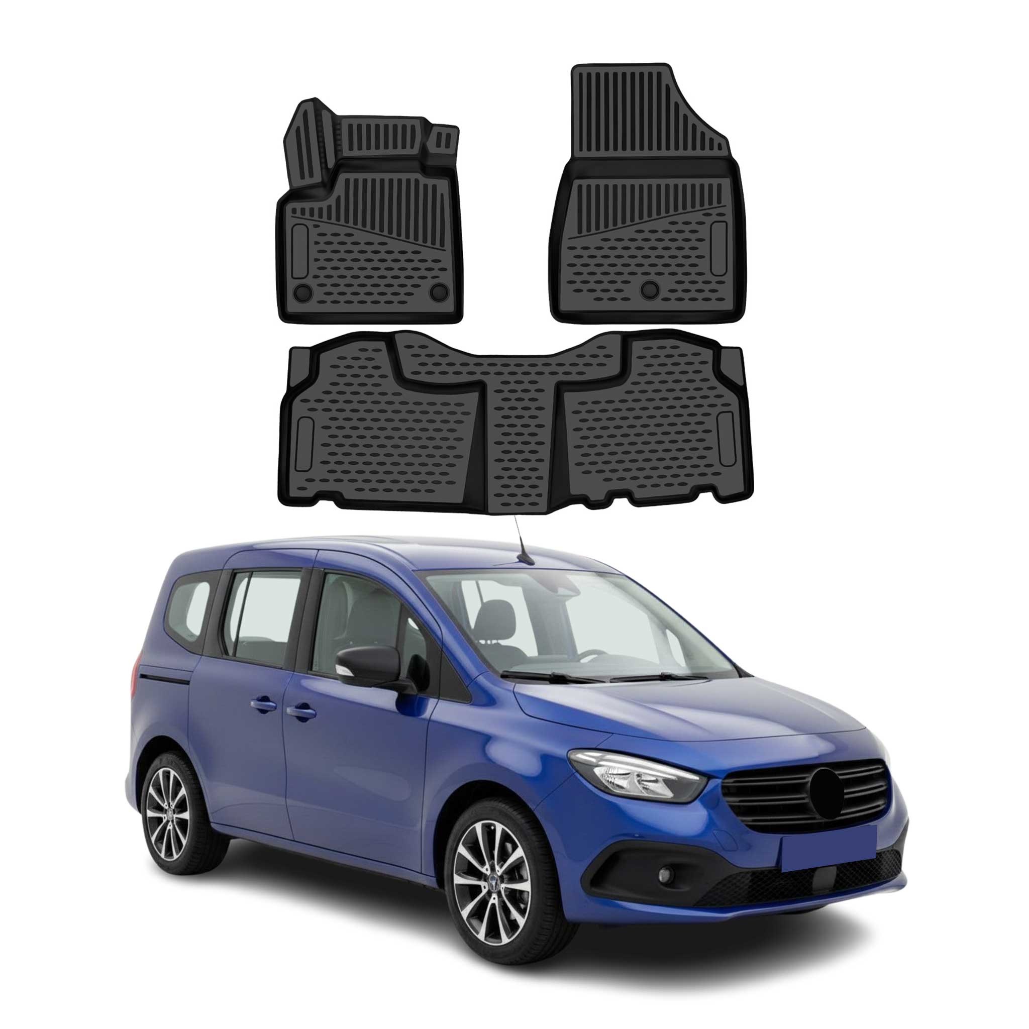 OMAC Tapis de sol pour Mercedes Citan W420 2021-2026 en caoutchouc Noir 4Pcs