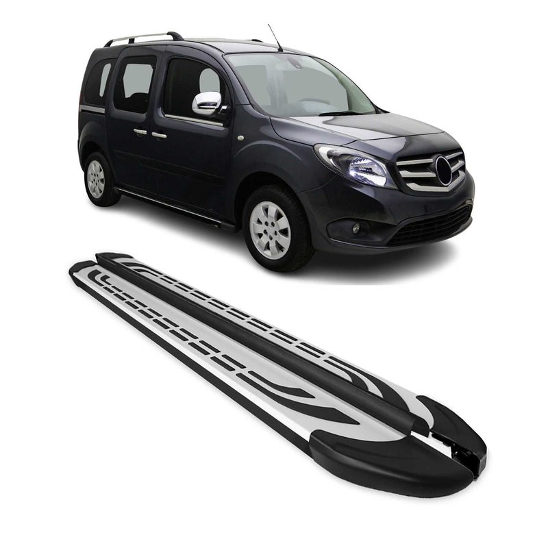 Marchepieds Latéraux pour Mercedes Citan 2012-2021 Aluminium Gris Noir 2x