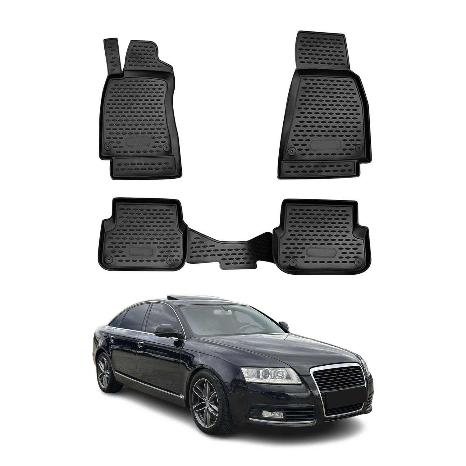 OMAC 3D Tapis de sol pour Audi A6 C6 4F Berline Allroad Break 2008-11 TPE Noir
