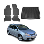 Kit Tapis de sol et coffre pour VW Golf V 2003-2009 HB TPE Noir