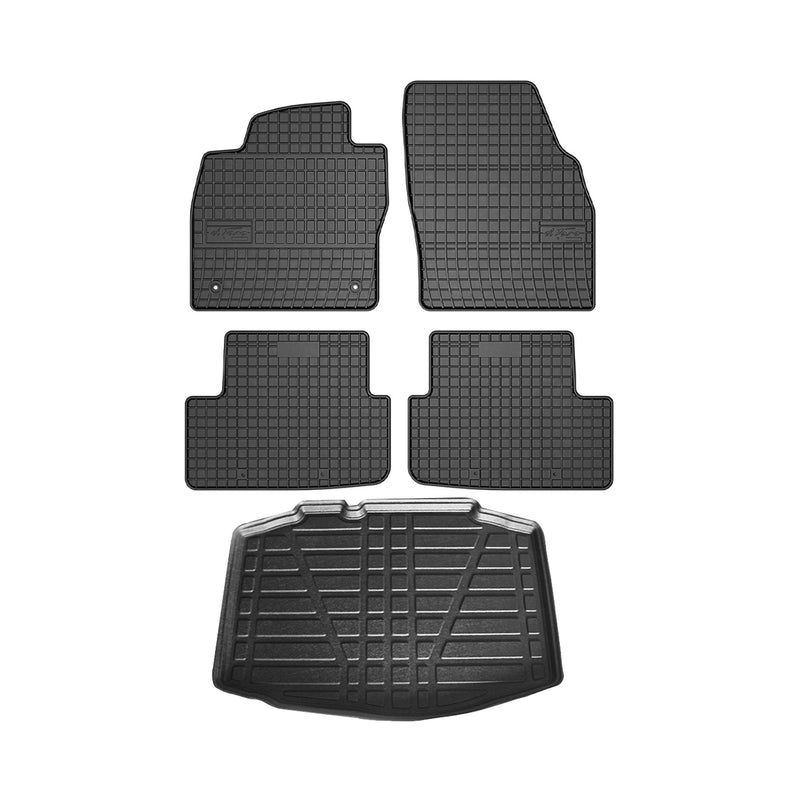 Kit Tapis de sol et coffre pour VW Polo 2017-2024 HB TPE Noir