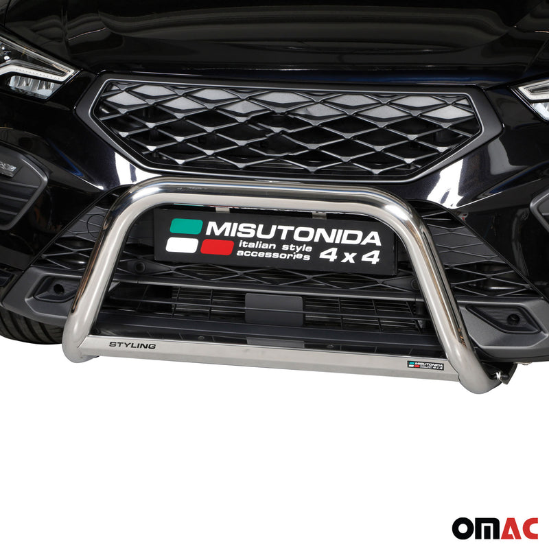 Pare-buffle Avant pour Seat Ateca 2021-2025 63mm en Acier Inoxydable Argent