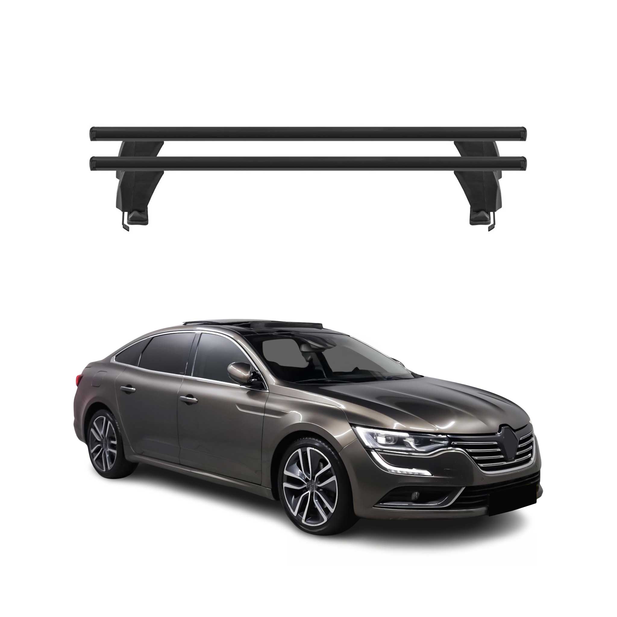 Menabo Barres de toit Transversales pour Renault Talisman 2015-2022 Alu Noir ABE