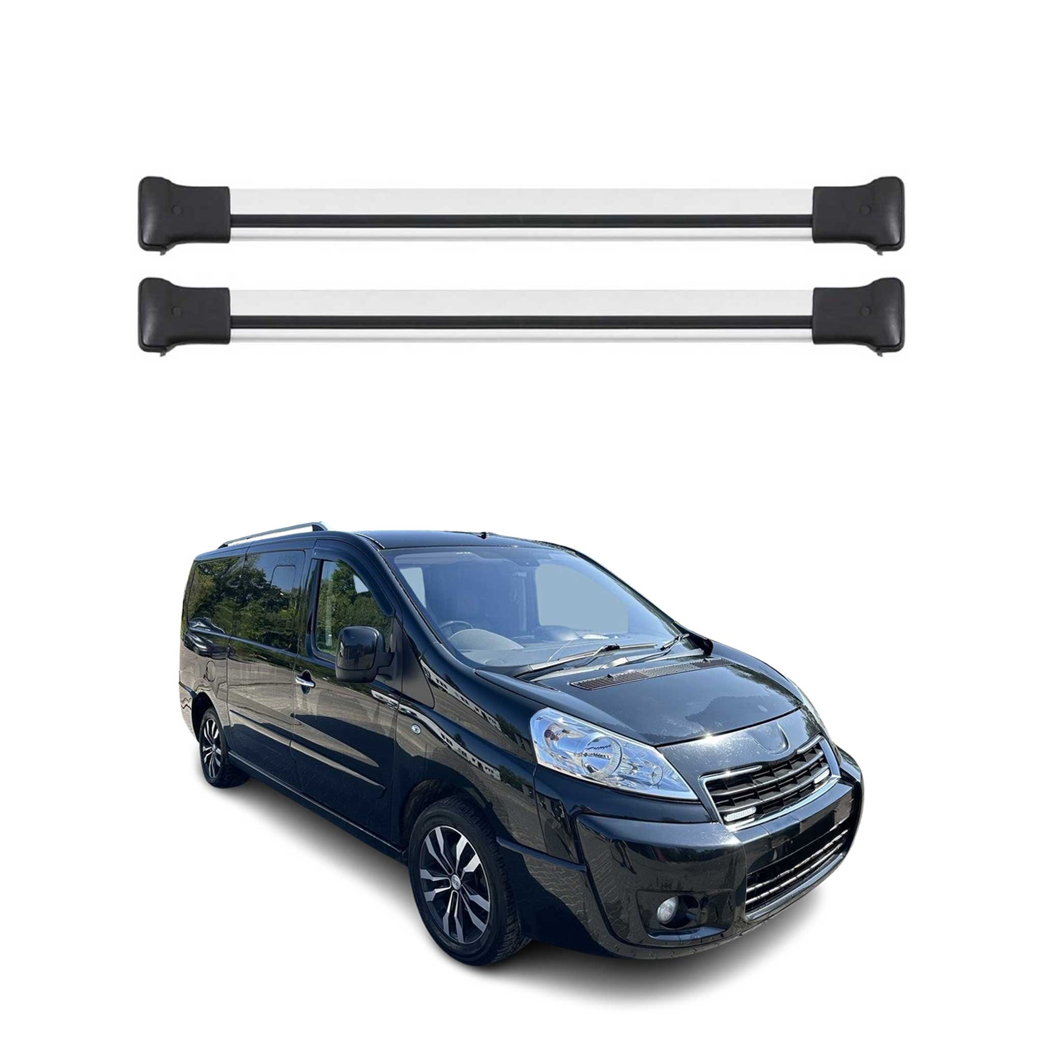 Barres de Toit Transversales pour Peugeot Expert 2006-2017 2pcs Alu Gris ABE