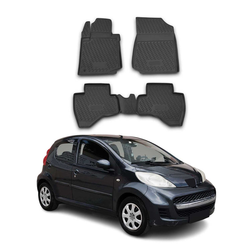 OMAC Tapis de sol pour Peugeot 107 2005-2014 en caoutchouc Noir