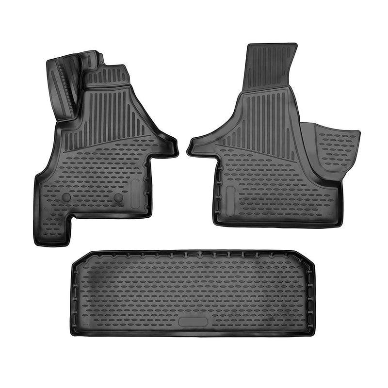 Tapis de sol pour VW T6 T6.1 Transporter 2015-24 RHD caoutchouc TPE 3D Noir 3Pcs