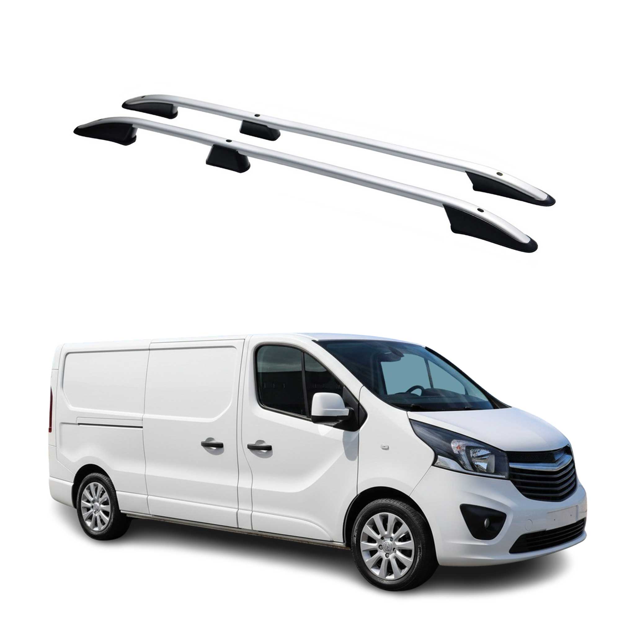 Barres de toit longitudinales pour Renault Trafic Opel Vivaro B 2014-26 L2 Gris