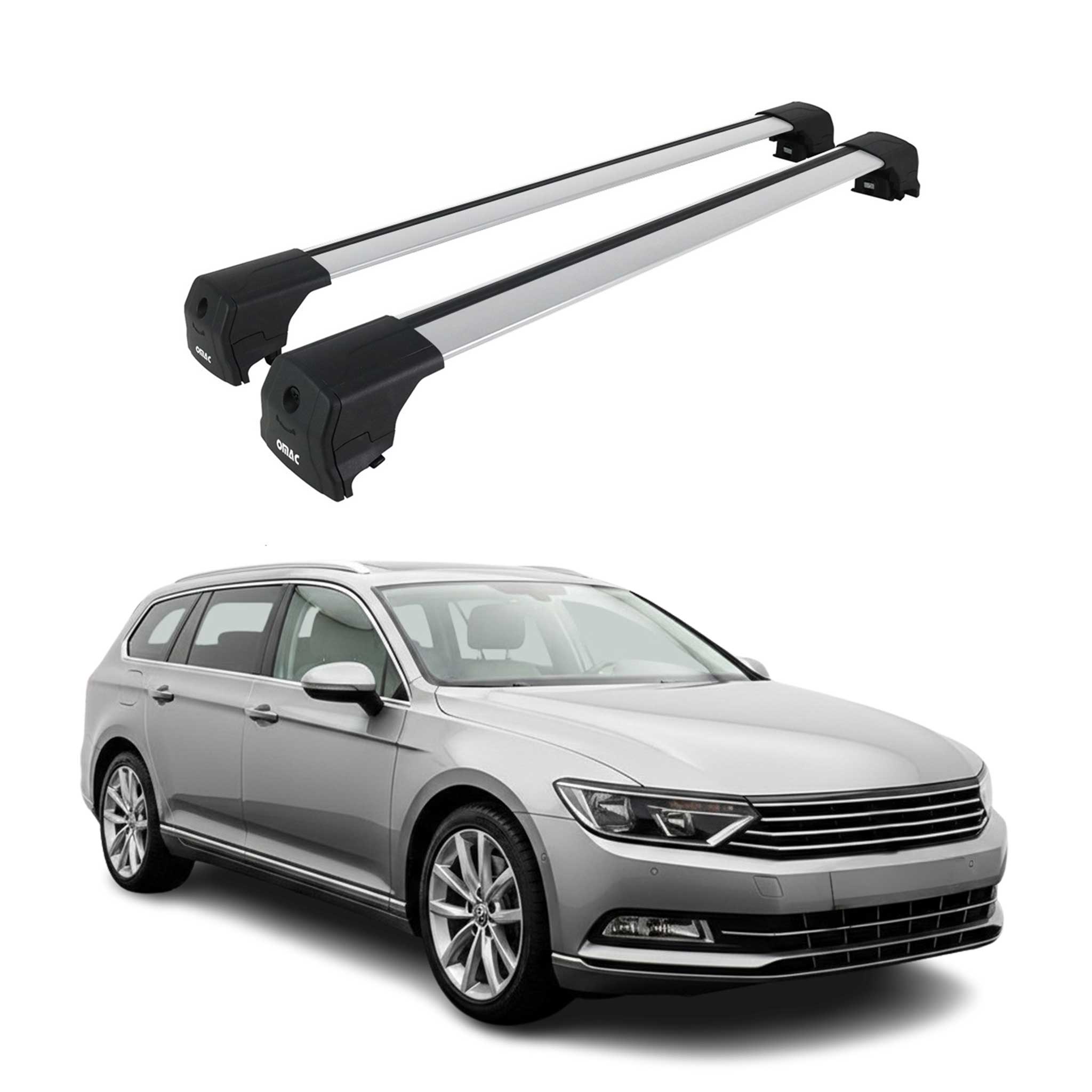 Barres De Toit Transversales pour VW Passat B8 Break 2014-23 Aluminium Gris ABE