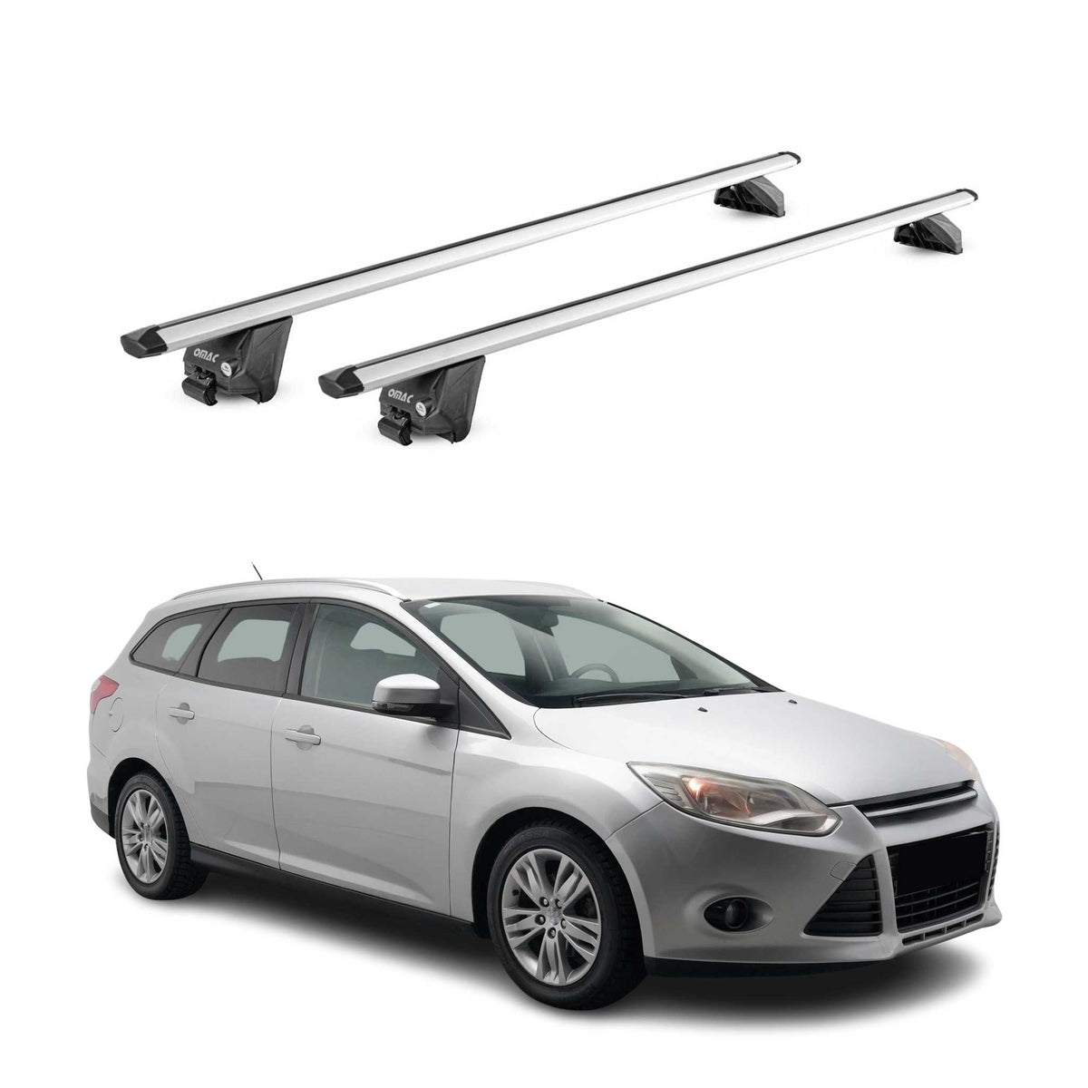 Barres de toit transversales pour Ford Focus III IV Break 2011-2025 Alu Gris 2x