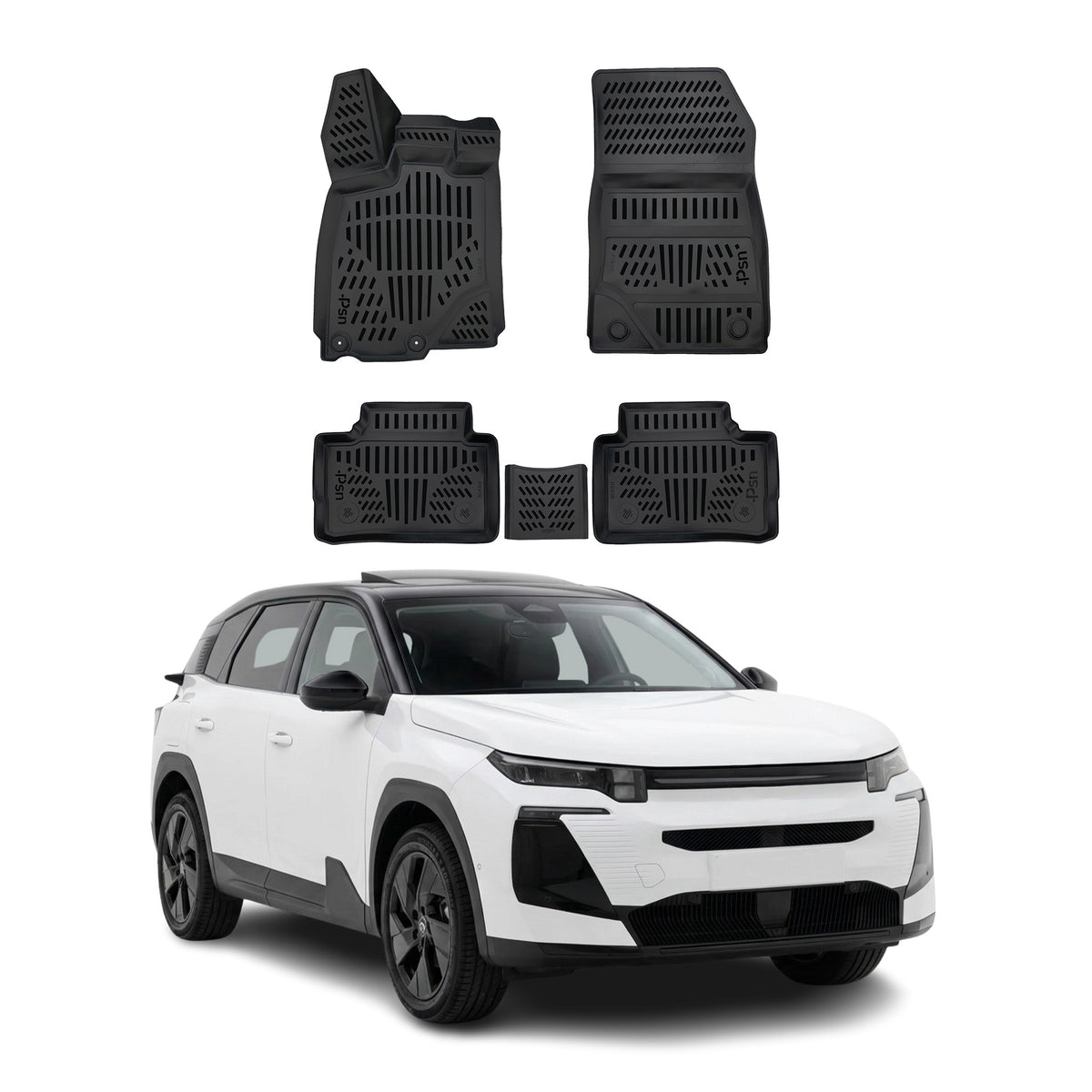 Tapis de sol pour Citroen E-C5 Aircross 2025-2027 Noir 3D en Caoutchouc TPE 4Pcs