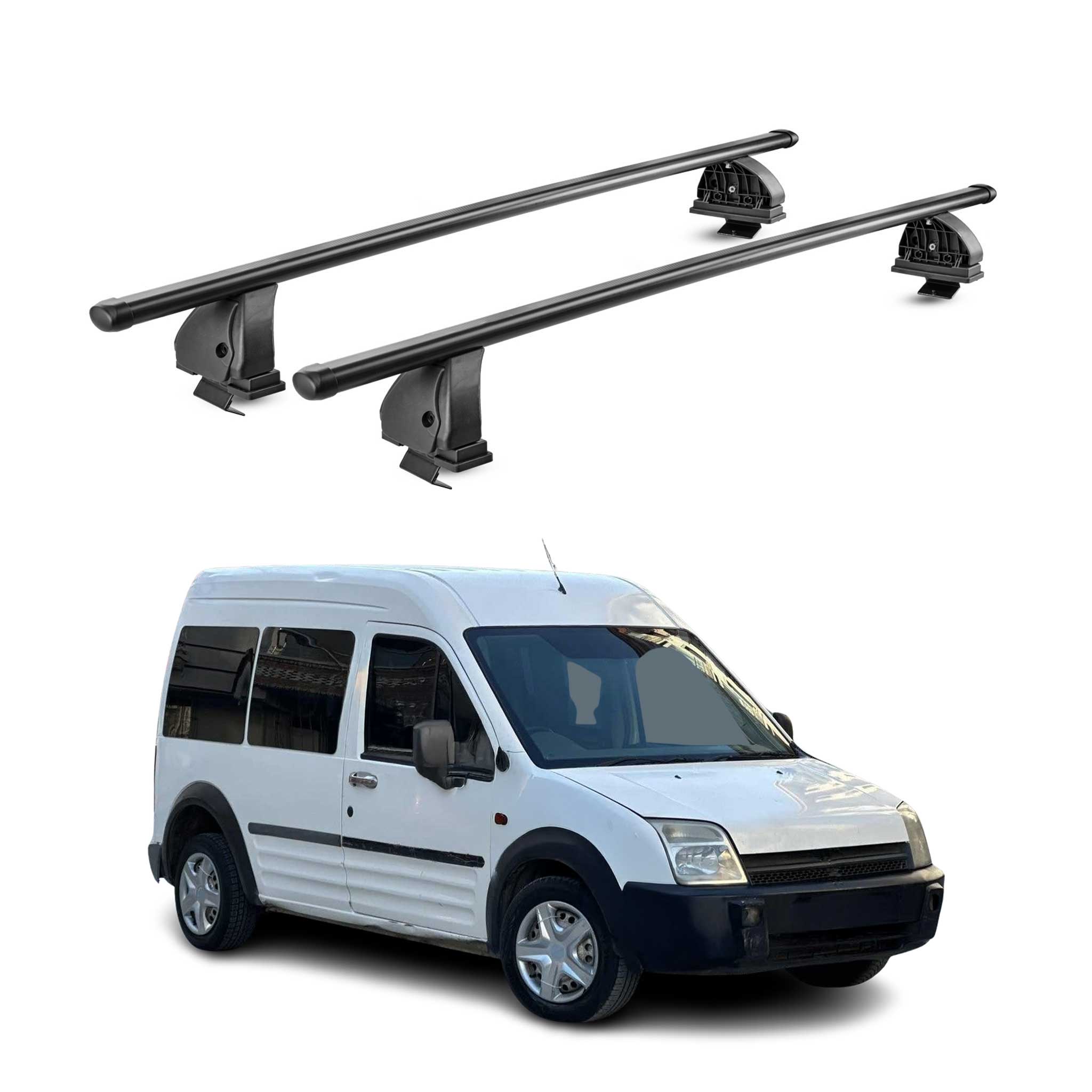 Barres de toit acier pour Ford Transit Connect I 2003-2013 TÜV 75 kg Noir 2x