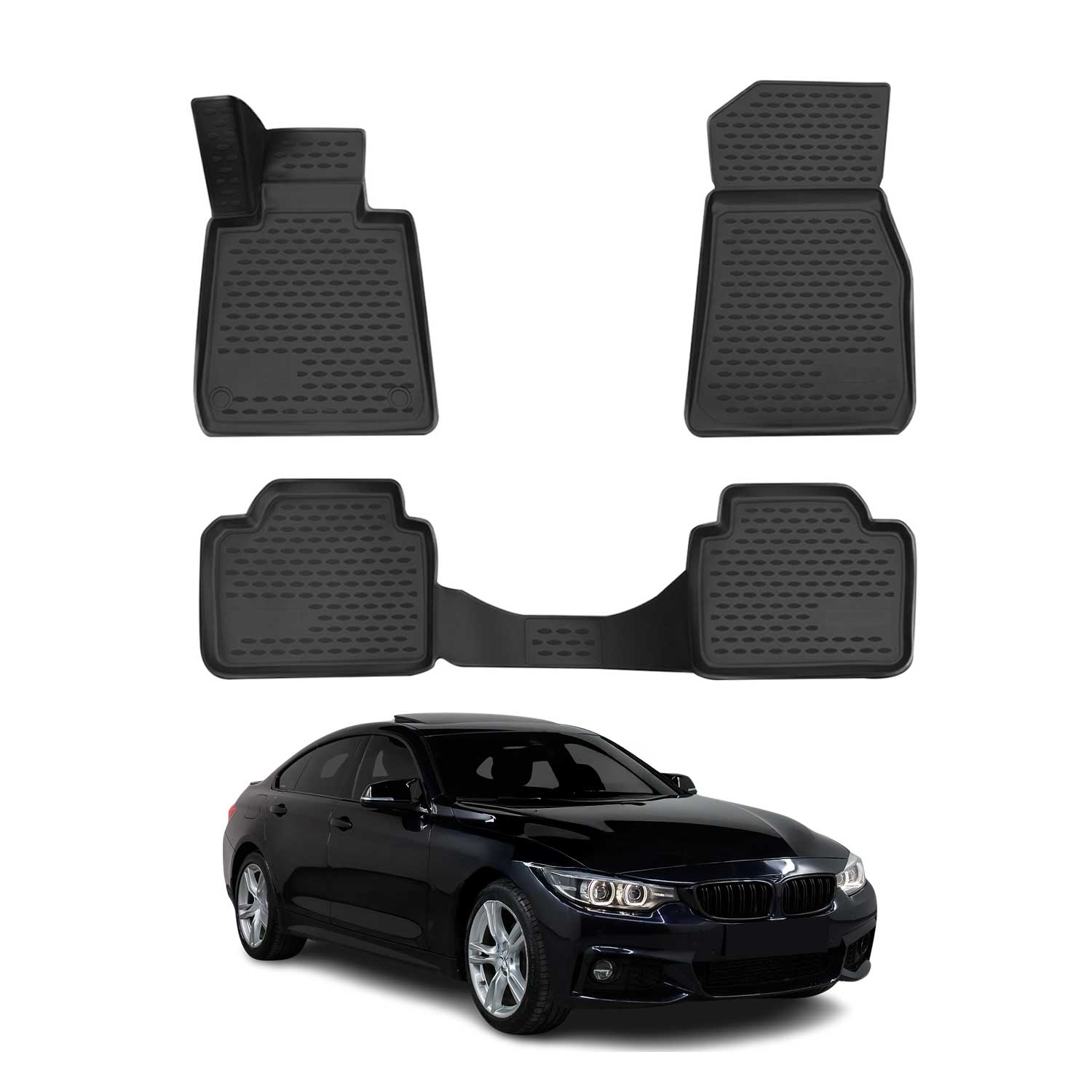 OMAC Tapis de sol pour BMW Série 4 Coupe Grand Coupe F32 F36 2013-2021 Noir 4x