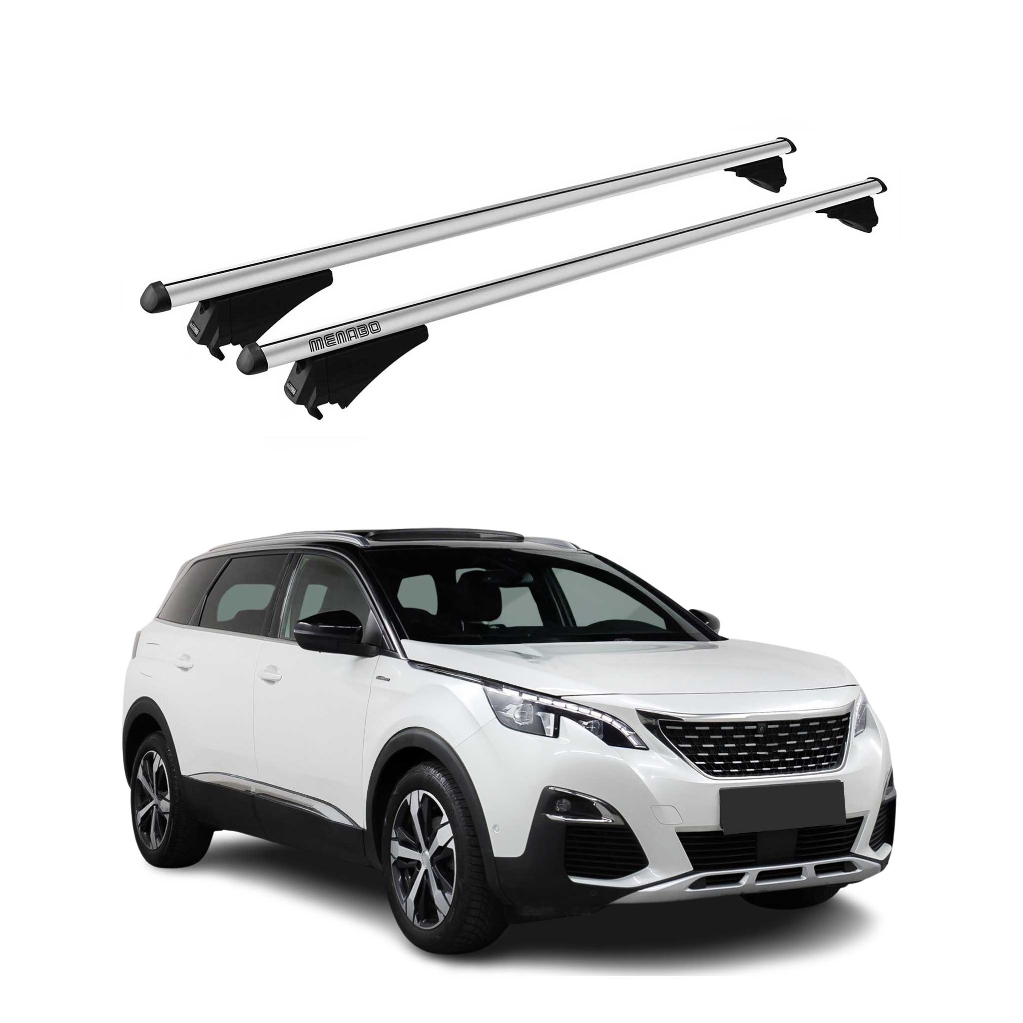 Tiger Barres de toit transversales pour Peugeot 5008 mk2 2017-2024 Alu Gris 2x