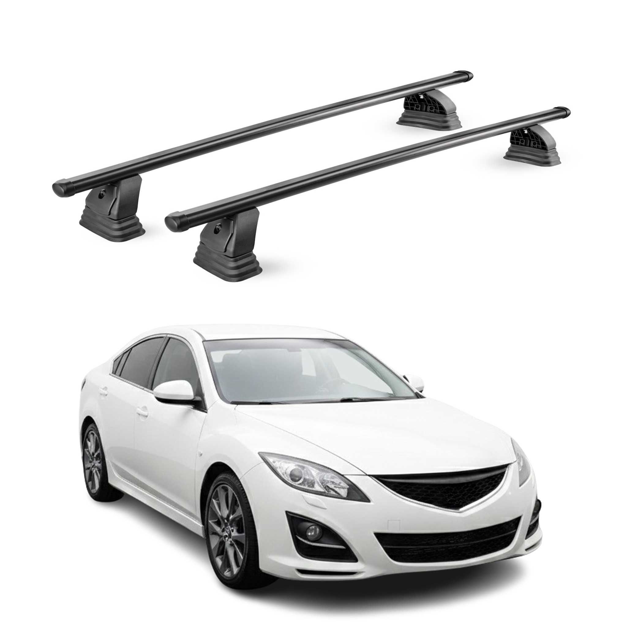 Barres de toit transversales acier pour Mazda 6 II Berline 2007-2012 TÜV Noir 2x