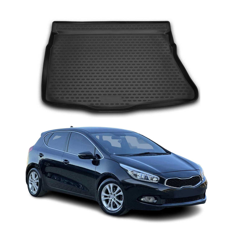 Tapis de Coffre pour Kia Ceed 2012-2018 Noir en Caoutchouc TPE