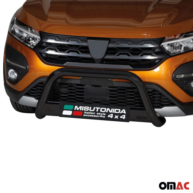 Pare-buffle Avant pour Dacia Sandero Stepway 2021-2025 63mm en Acier Inox Noir