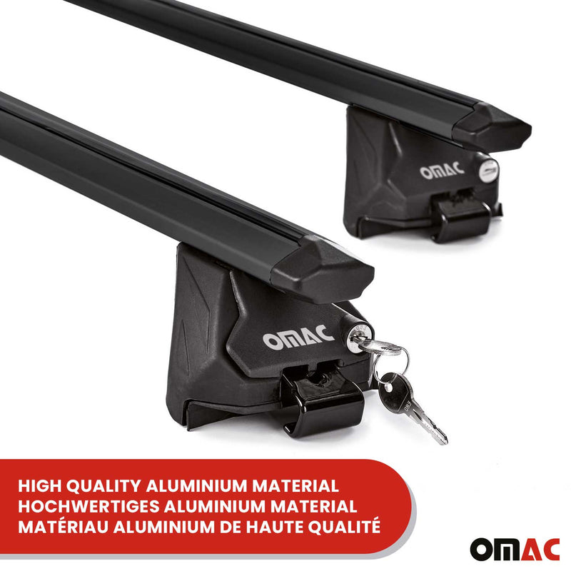 Barres de toit transversales pour Seat Leon SW 2014-2025 Alu Noir 2 pièces ABE