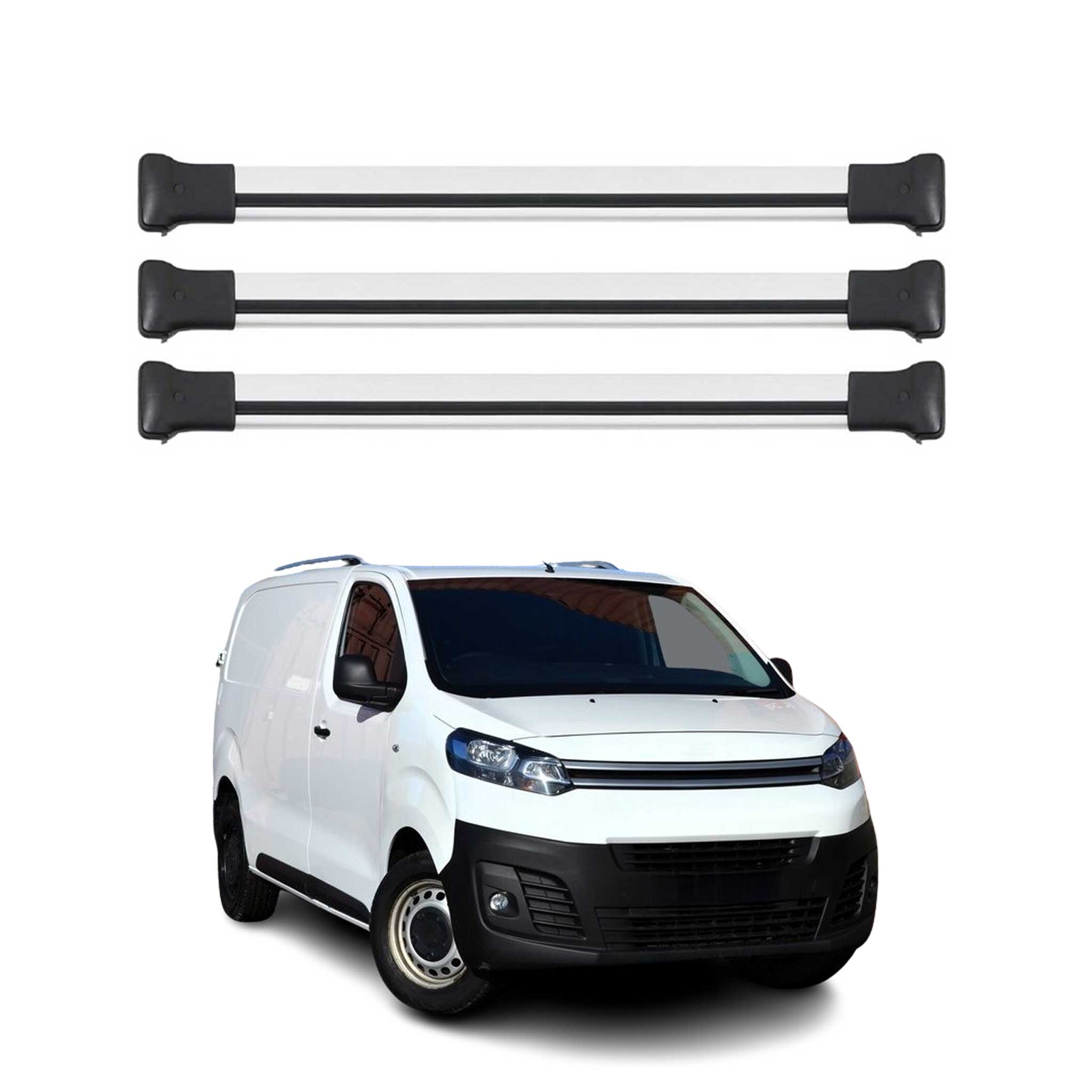 Barres de toit transversales pour Citroen Jumpy 2016-2026 Aluminium Gris 3 pcs