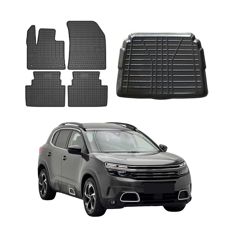 Kit Tapis de sol et coffre pour Citroen C5 Aircross 2017-2025 Noir TPE
