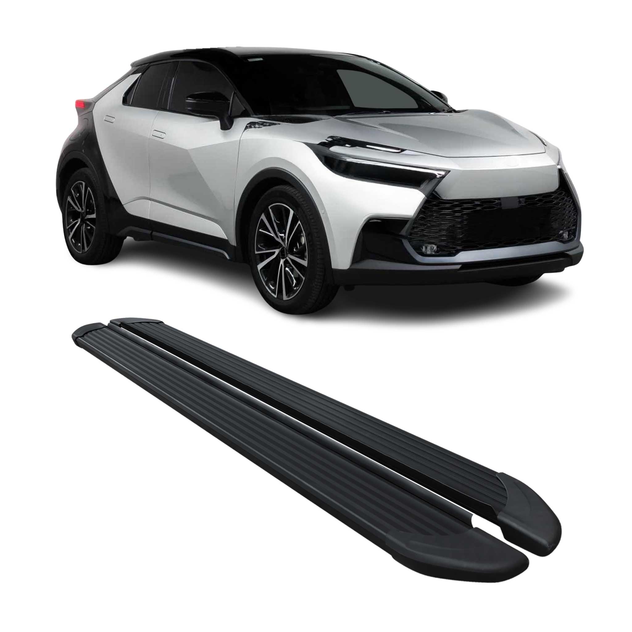 Marchepieds latéraux pédale pour Toyota C-HR AX20 2023-2026 Noir 2Pcs Aluminium