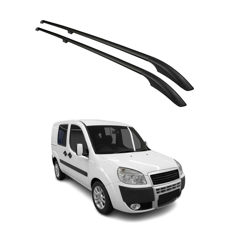 Barres de toit longitudinales pour Fiat Doblo 2000-2010 L1 Aluminium Noir 2Pcs