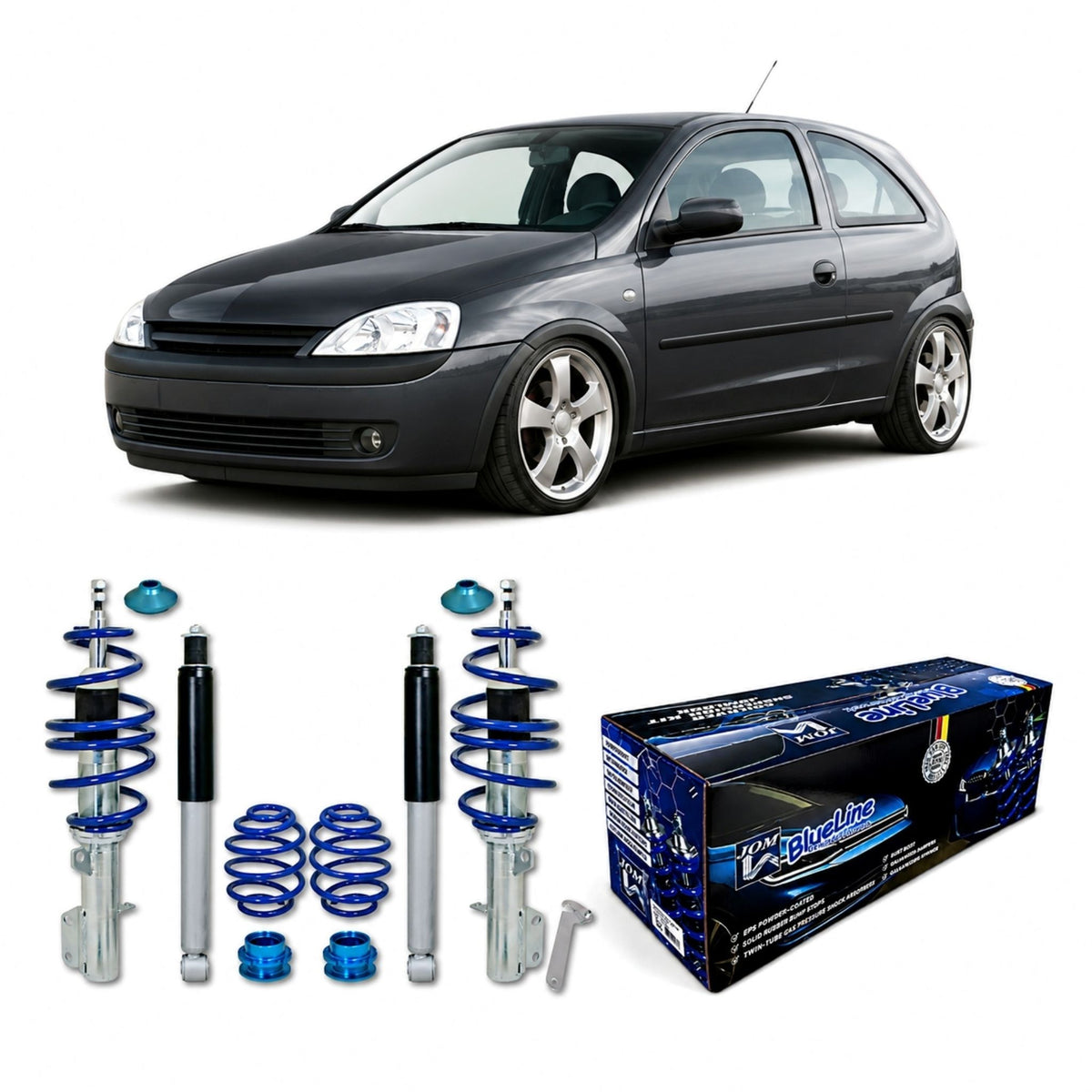 JOM BlueLine Combinés Filetés pour Opel Corsa C 1.0i 12V 1.2i 16V 1.7Di 11.2001-2006