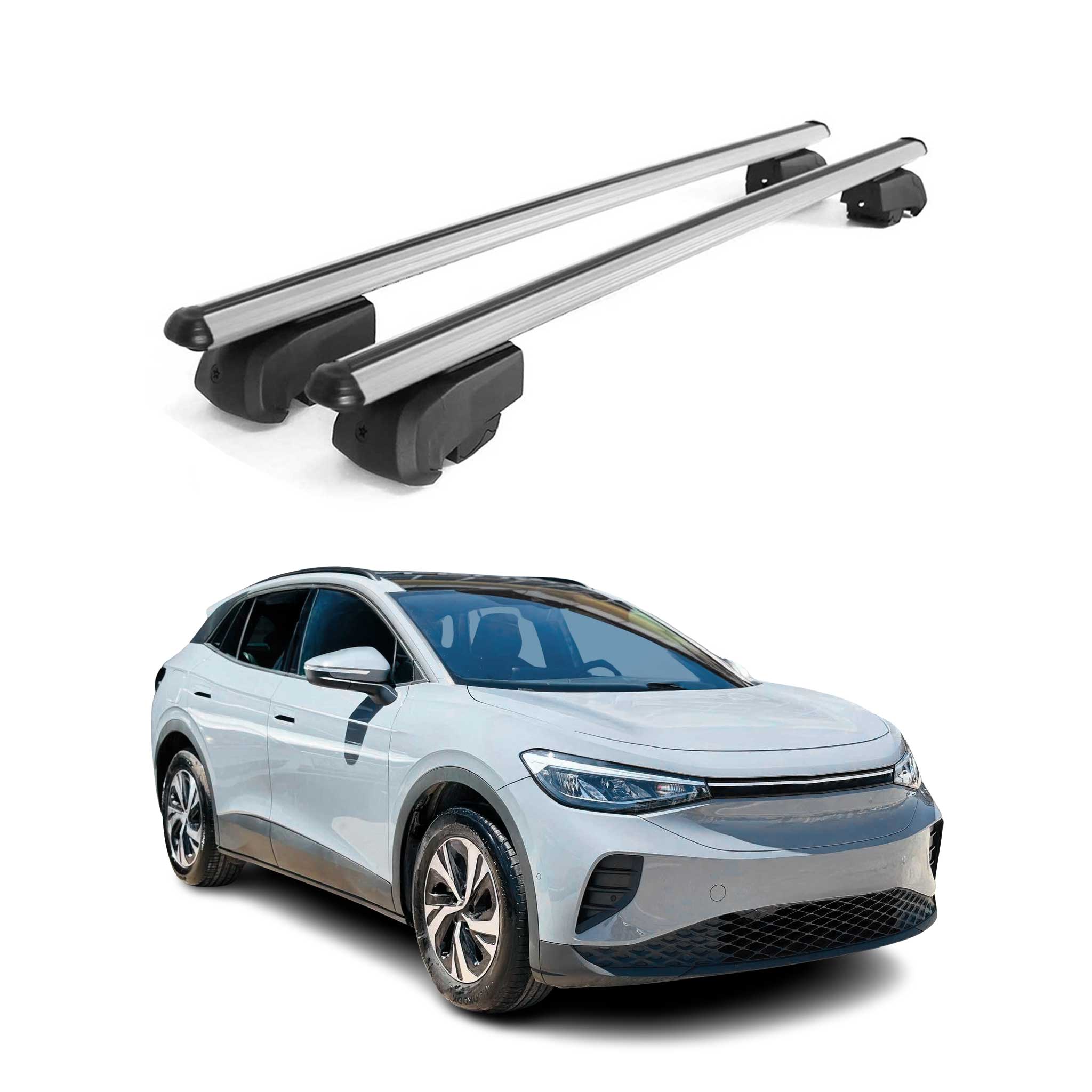Barres de toit Transversales pour VW ID.4 2021-2026 ABE Aluminium Gris 2x