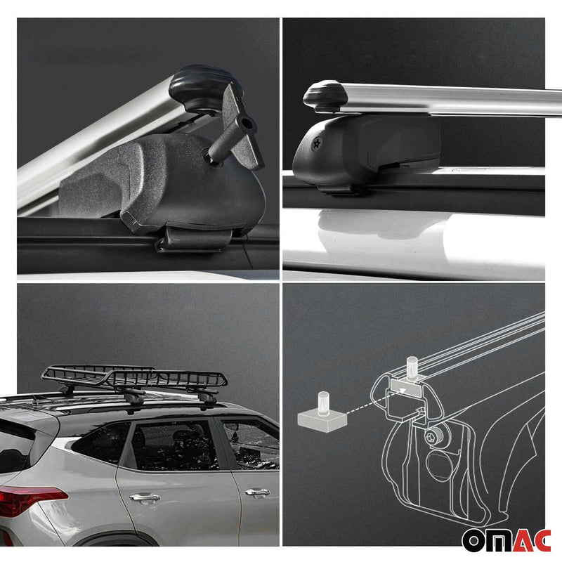 Barres de toit Transversales pour Peugeot 3008 2016-2023 Aluminium Gris ABE