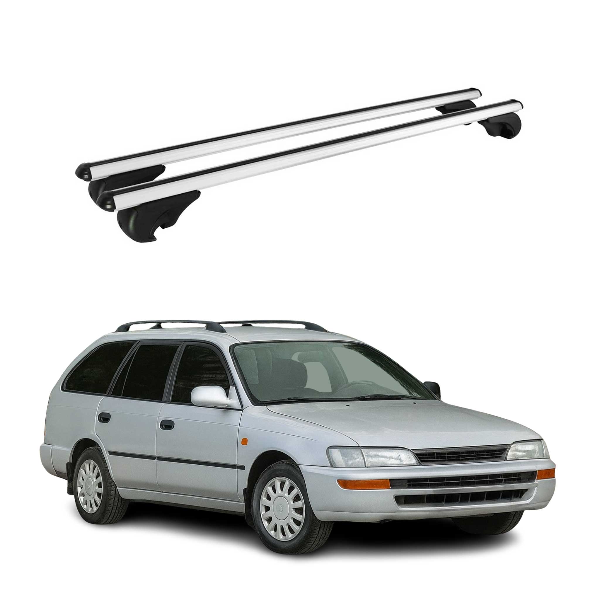 Barres de toit Transversales pour Toyota Corolla mk7 Break 1992-1997 TÜV Gris 2x
