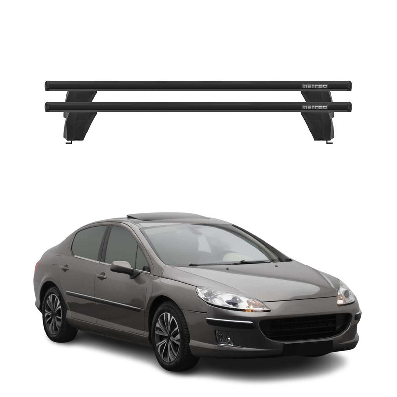 Menabo Barres de toit Transversales pour Peugeot 407 2004-2012 Alu Noir 2x ABE
