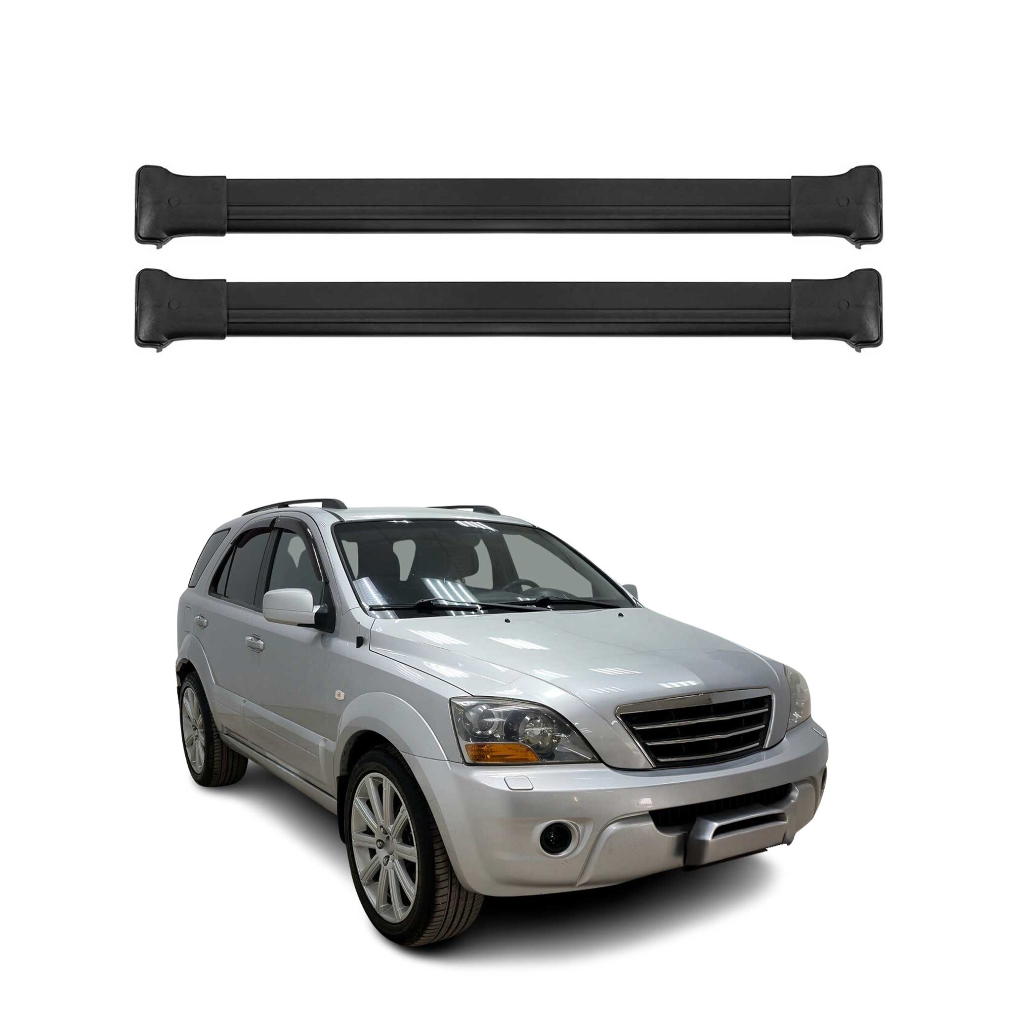 Barres de toit transversales pour Kia Sorento 2002-2009 Noir Aluminium