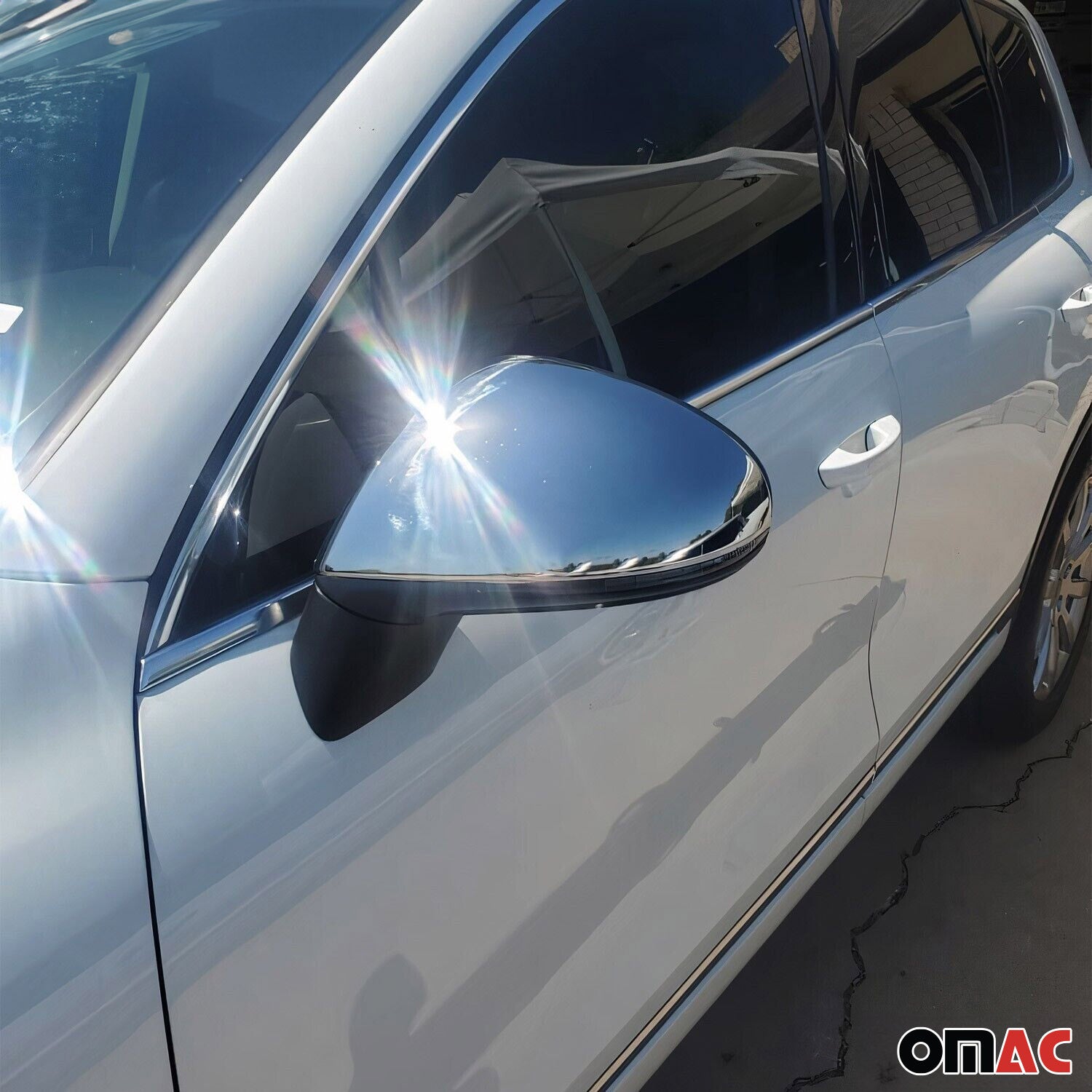 Coques de Rétroviseurs pour VW Touareg mk2 2010-2015 Pre-FL Acier Chromé Argent