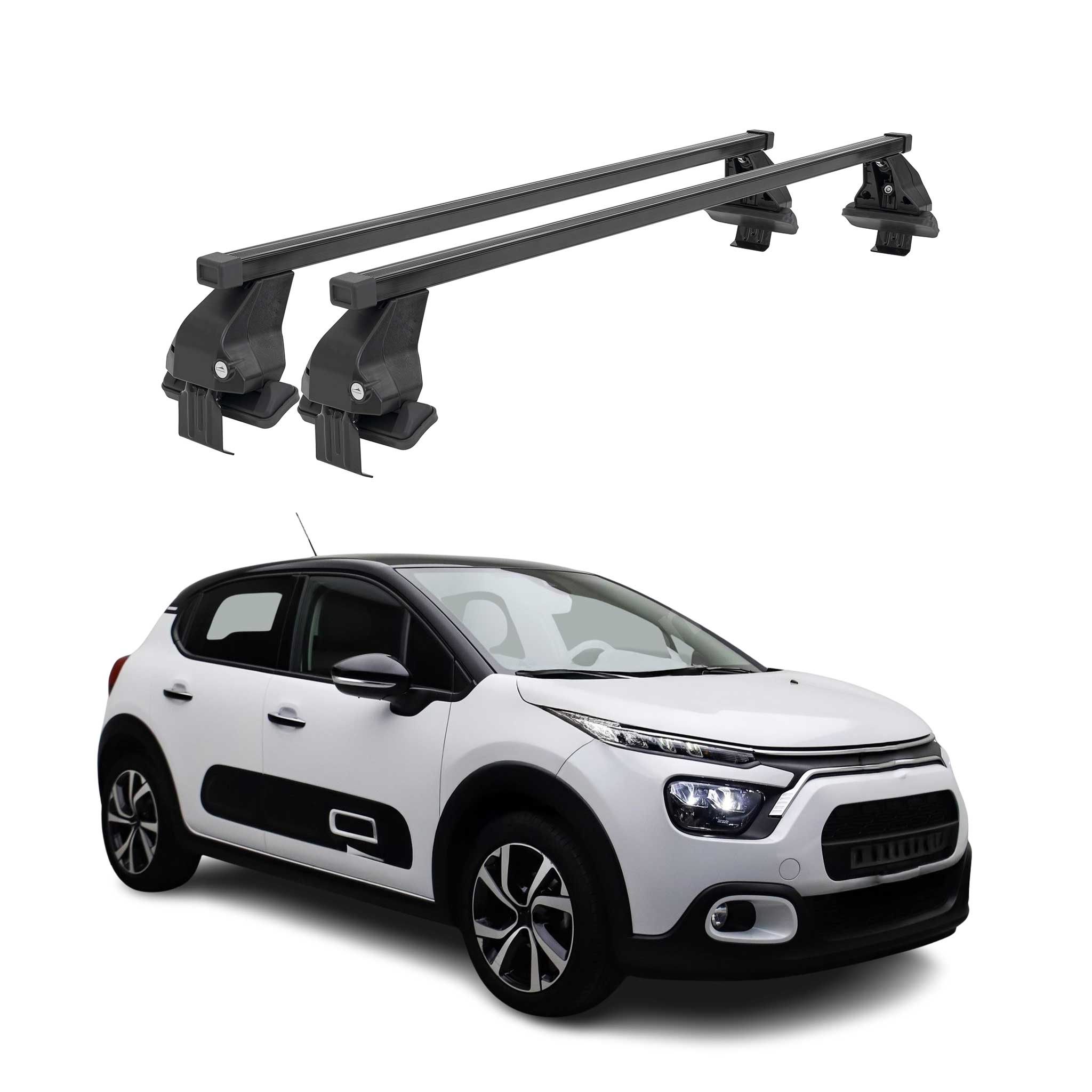Menabo Barres de toit transversales pour Citroën C3 IV 2024-2026 Acier Noir 2x