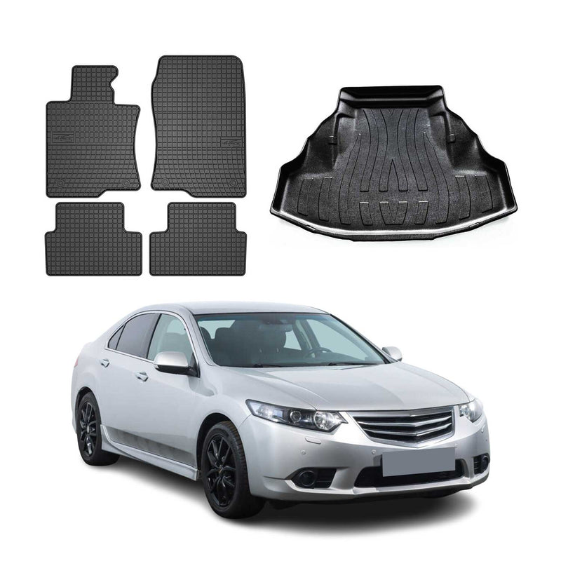 Kit Tapis de sol et coffre pour Honda Accord 2008-2015 TPE Noir