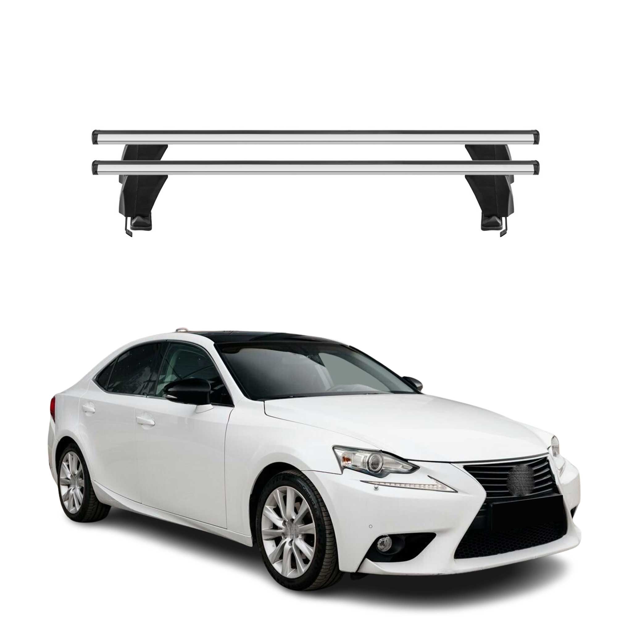 Menabo Barres de toit Transversales pour Lexus IS XE30 2013-2020 Gris ABE 2x