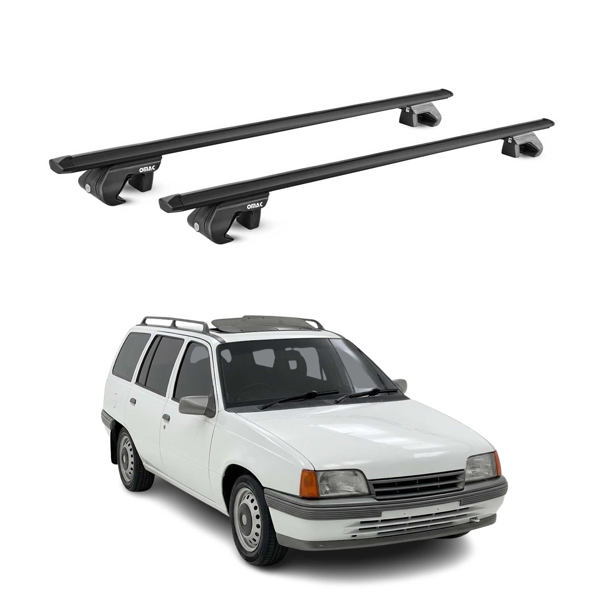 Barres de toit transversales pour Opel Kadett E Break 1985-1993 Alu Noir ABE