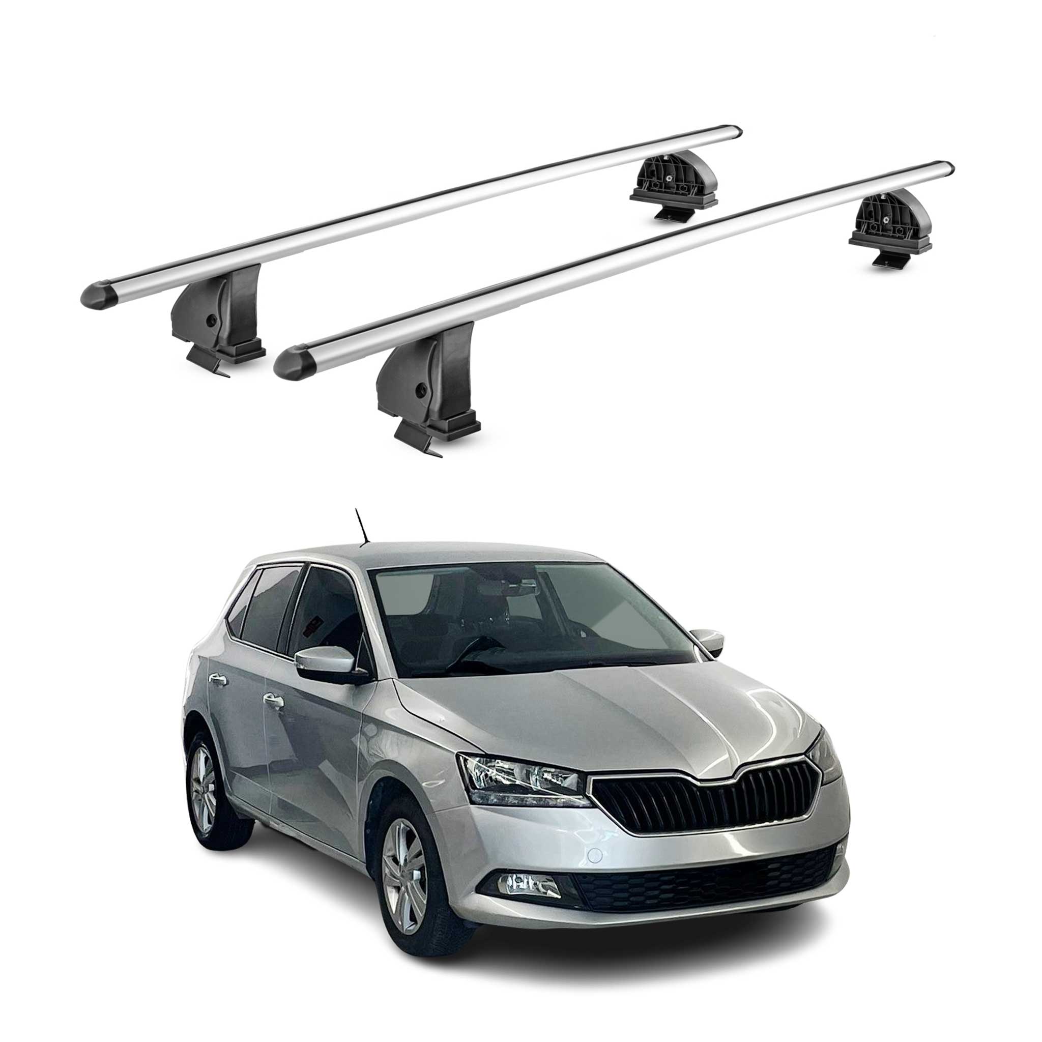 Barres de toit transversales Alu pour Skoda Fabia III 2014-2021 TÜV Gris 2Pcs