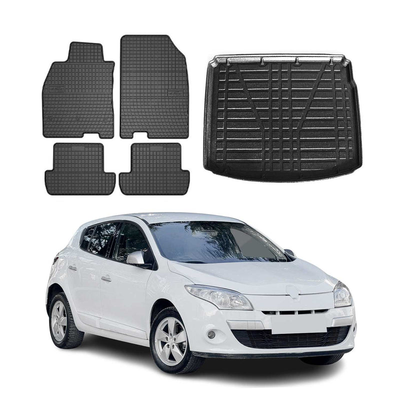 Kit Tapis de sol et coffre pour Renault Megane Grandtour 2009-2016 TPE Noir