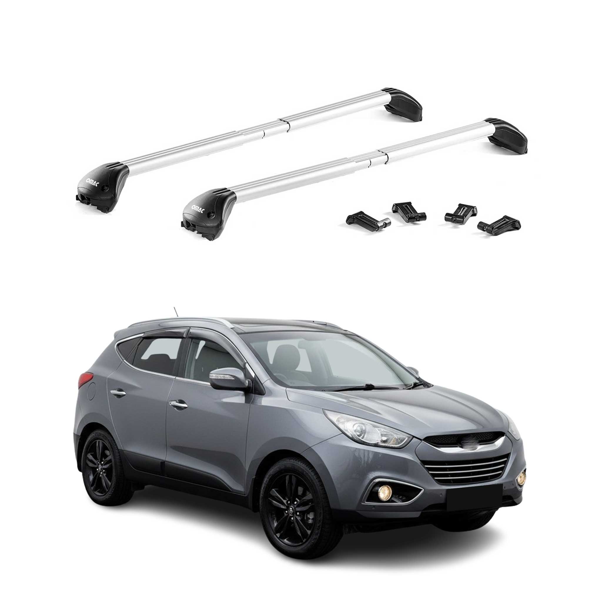 Barres de toit transversales pour Hyundai ix35 2010-2015 Aluminium Gris 2x ABE