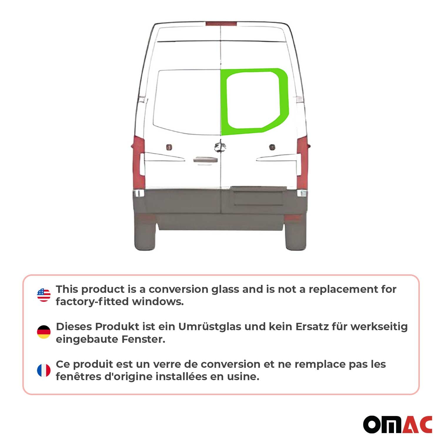 Fixe Vitre Porte pour Mercedes Sprinter W907 2018-2026 L1 L2 L3 L4 Arriére Droit