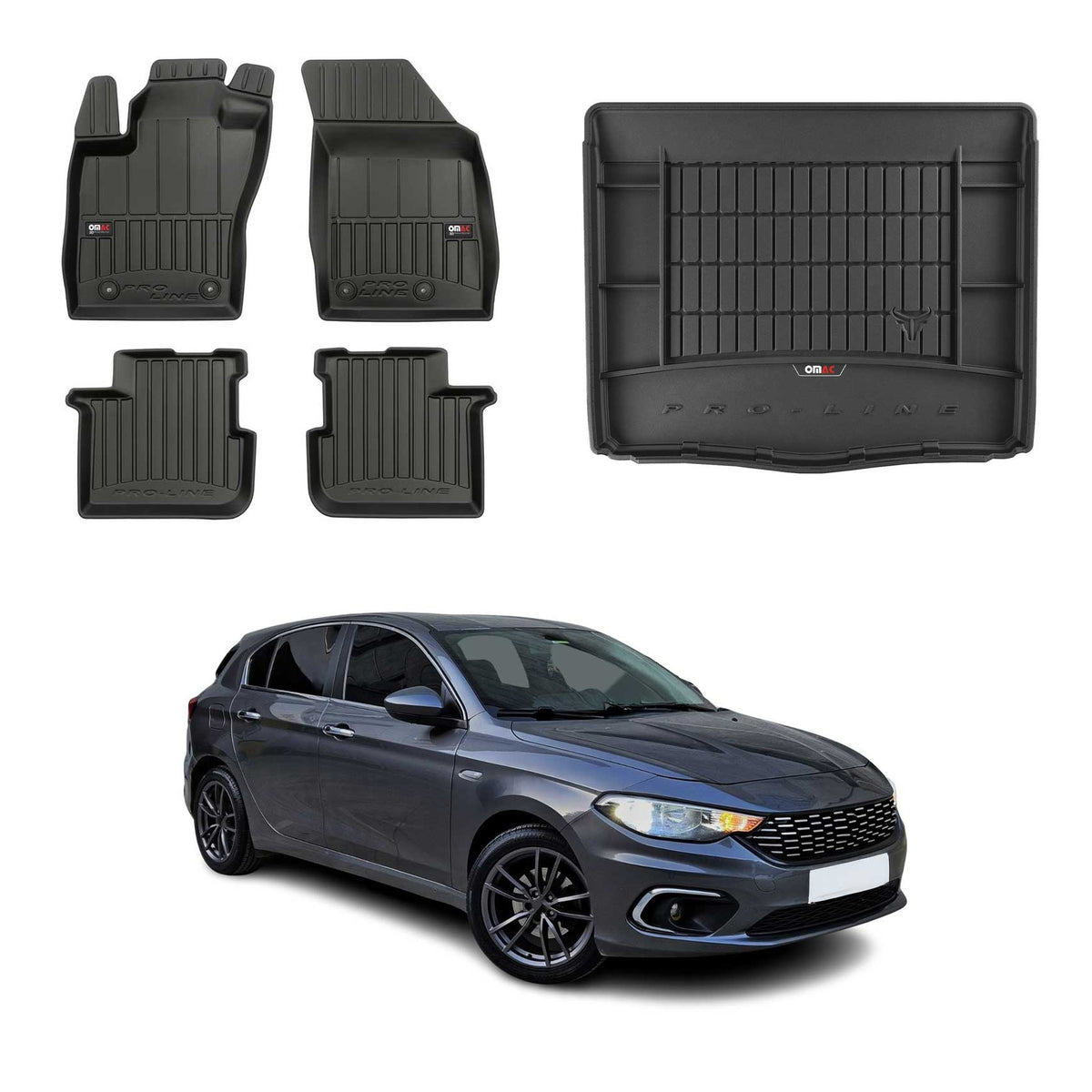 OMAC Kit Tapis de Sol et Coffre pour Fiat Tipo Hatchback 2015-2026 Supérieur