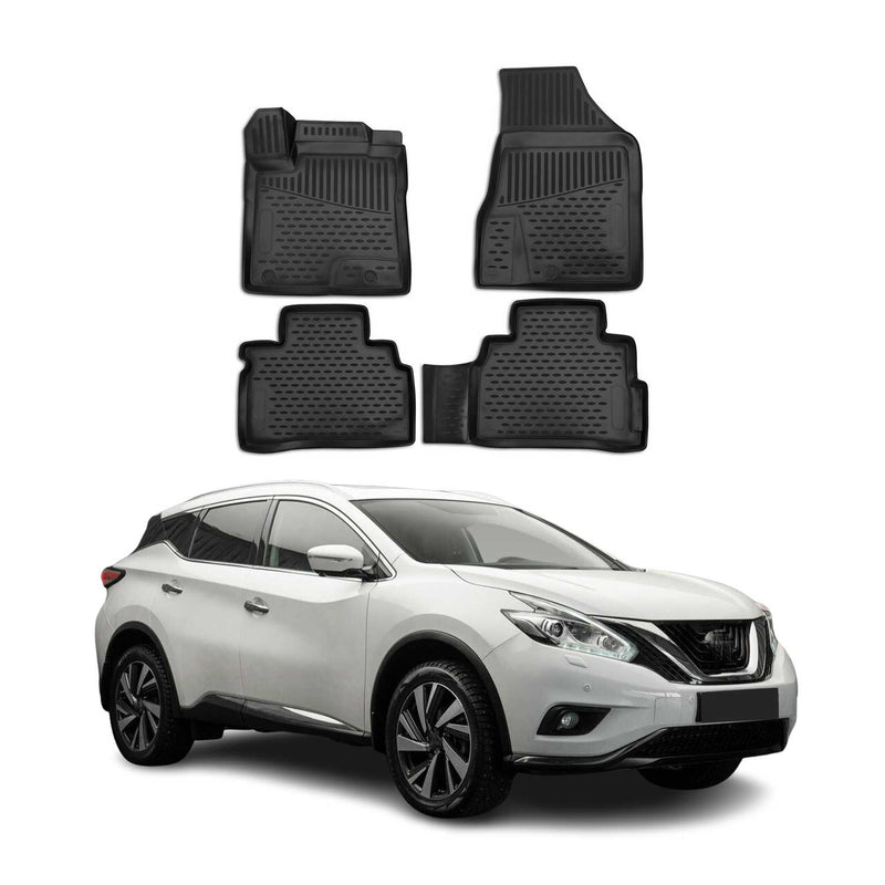 Tapis de sol pour Nissan Murano 2015-2018 en caoutchouc TPE 3D Noir 4Pcs