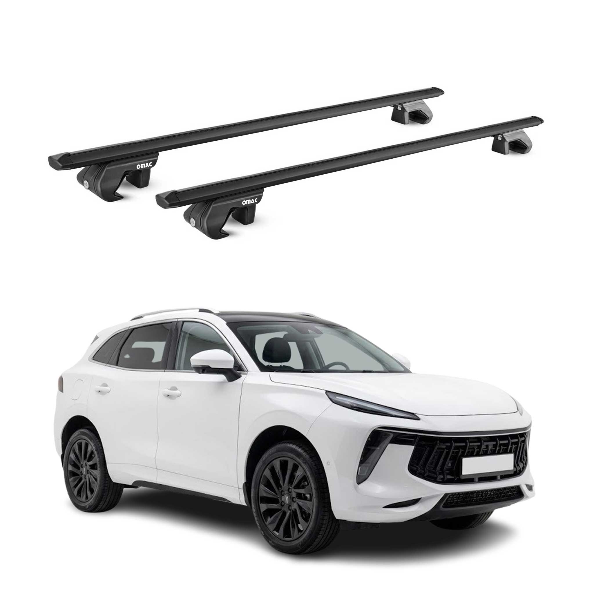 Barres de toit transversales pour Forthing T-5 / EVO 6 2024-2026 Alu Noir ABE