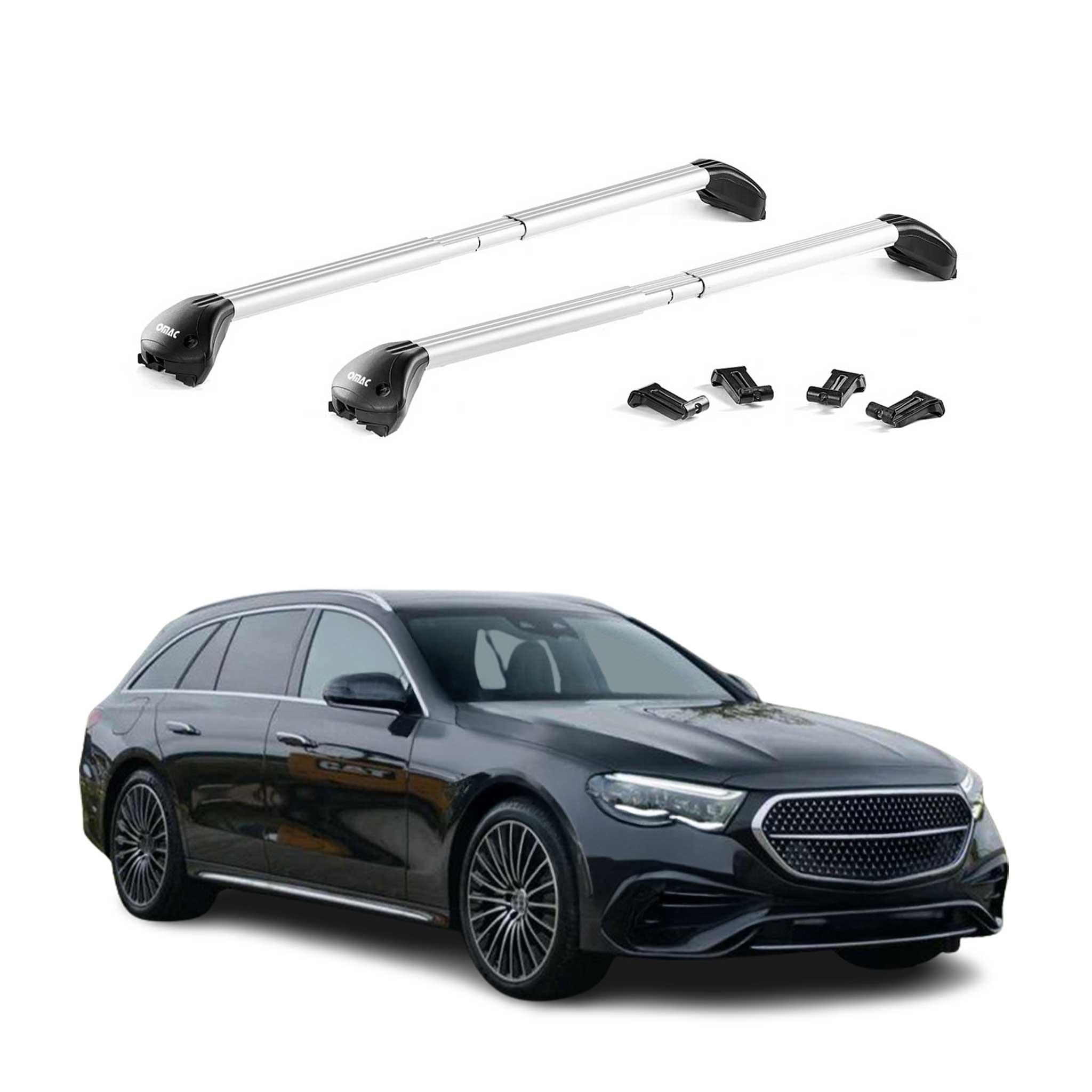 Barres de toit transversales pour Mercedes Classe E S213 2017-2023 Alu Gris ABE