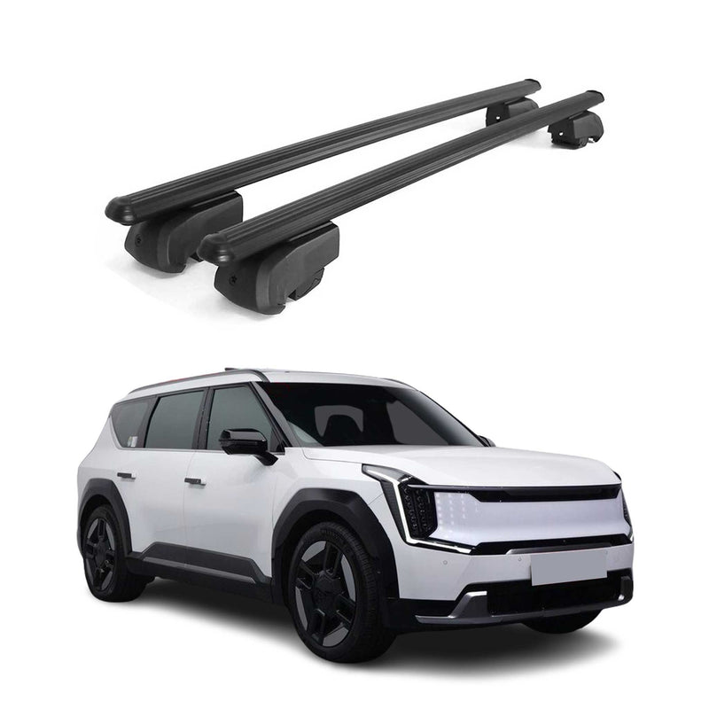 Barres de toit Transversales pour Kia EV9 2023-2025 Alu Noir ABE