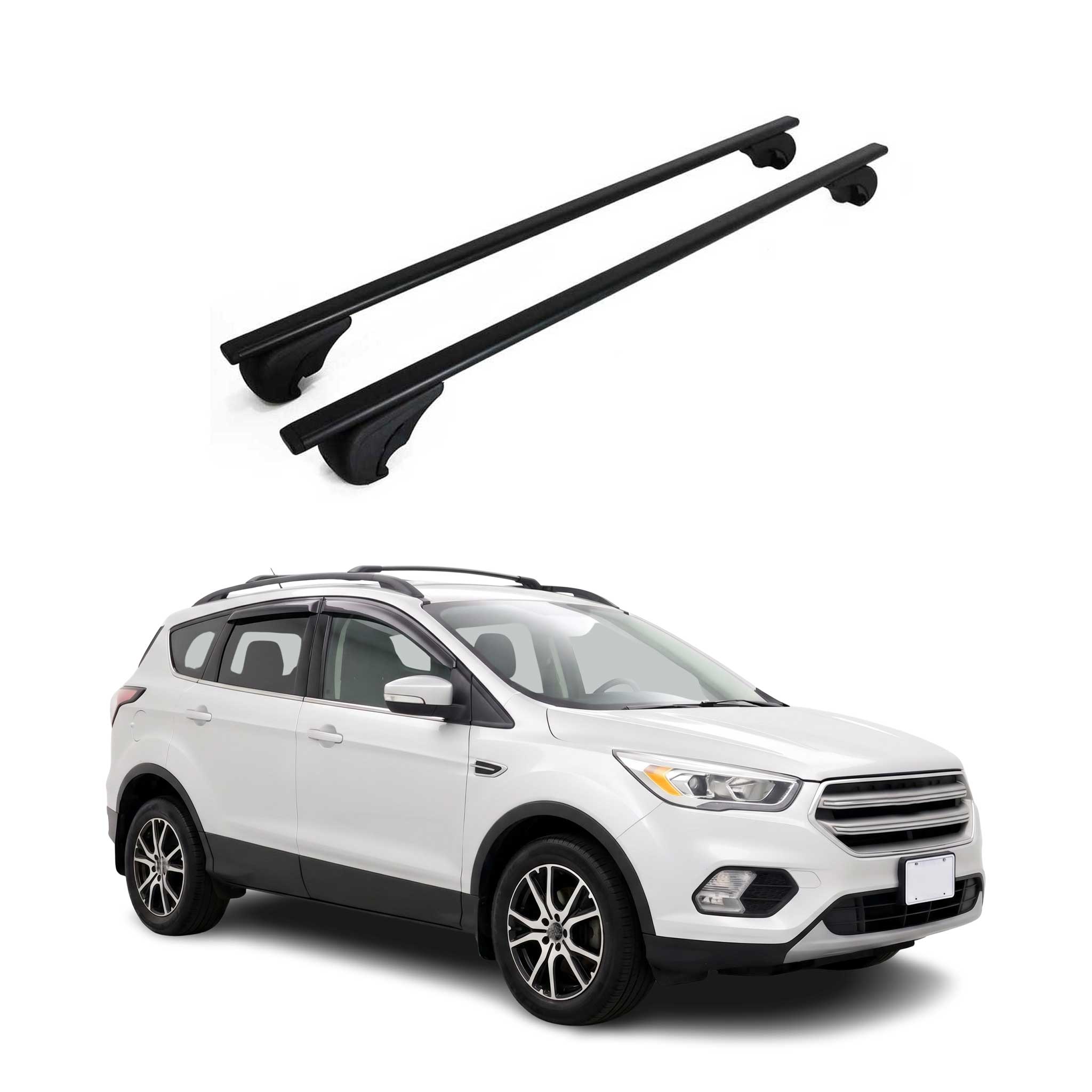 Barres de toit Transversales pour Ford Kuga II 2012-2019 Fer Noir 2Pcs