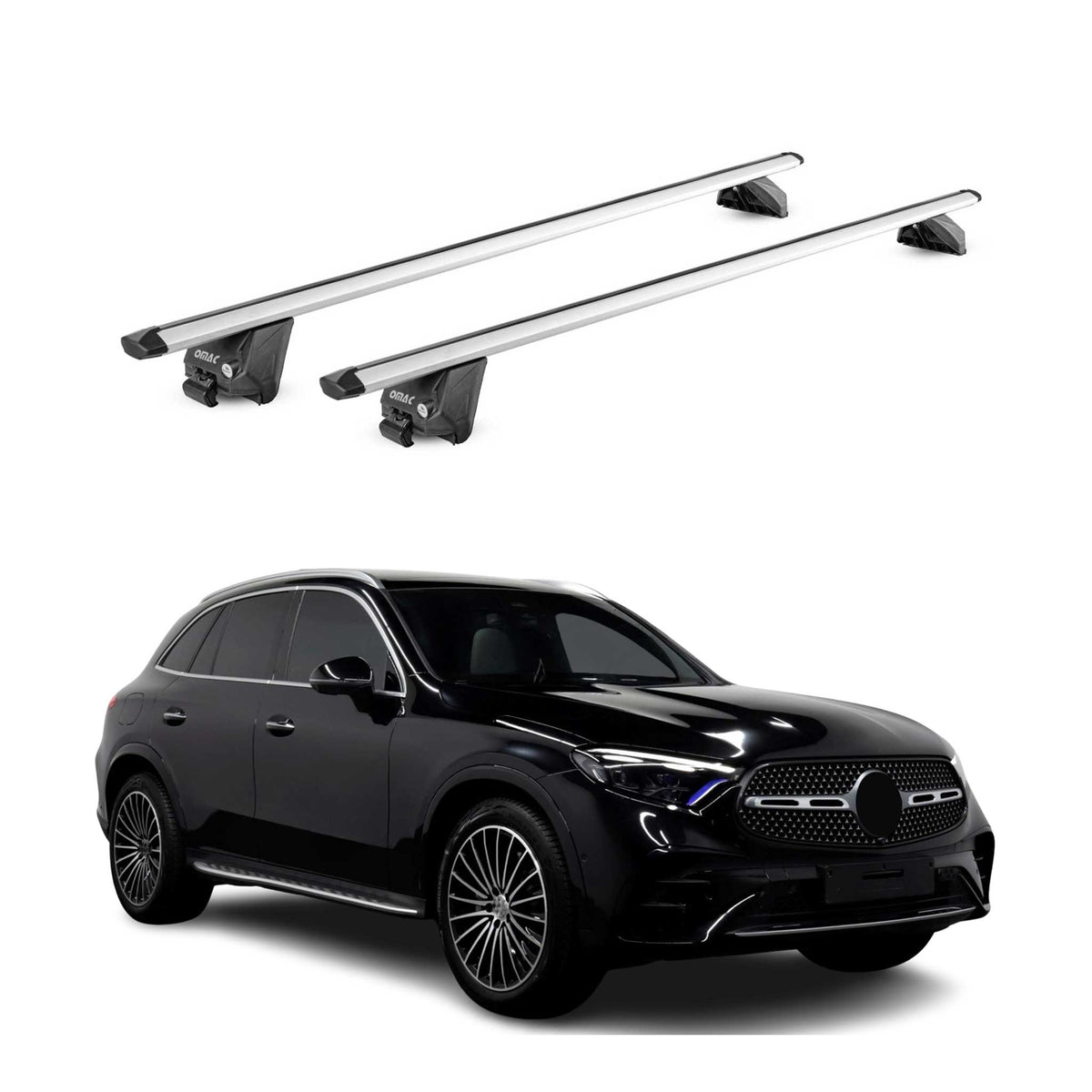 Barres de toit transversales pour Mercedes GLC X254 2022-2026 Aluminium Gris ABE