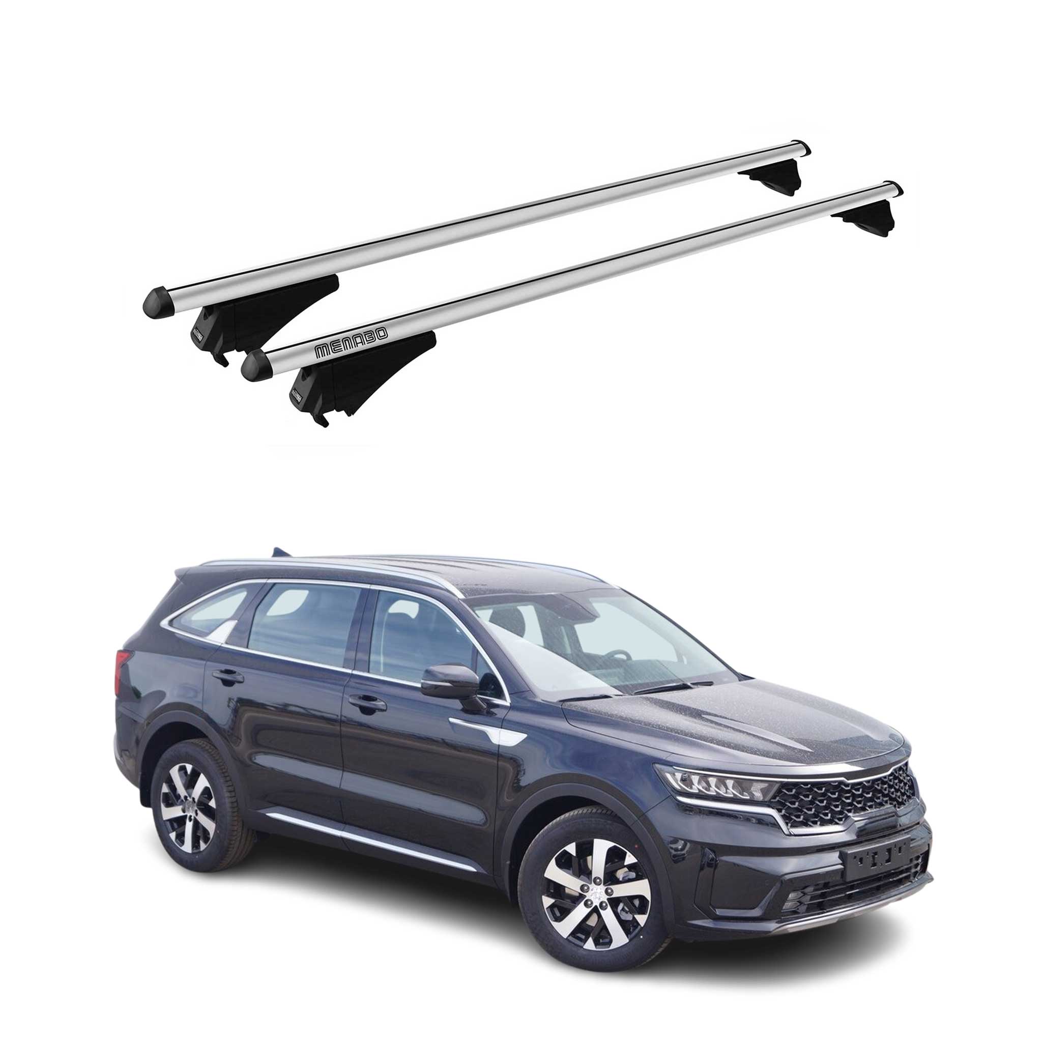 Tiger Barres de toit transversales pour Kia Sorento III 2019-2020 FL Gris Alu 2x