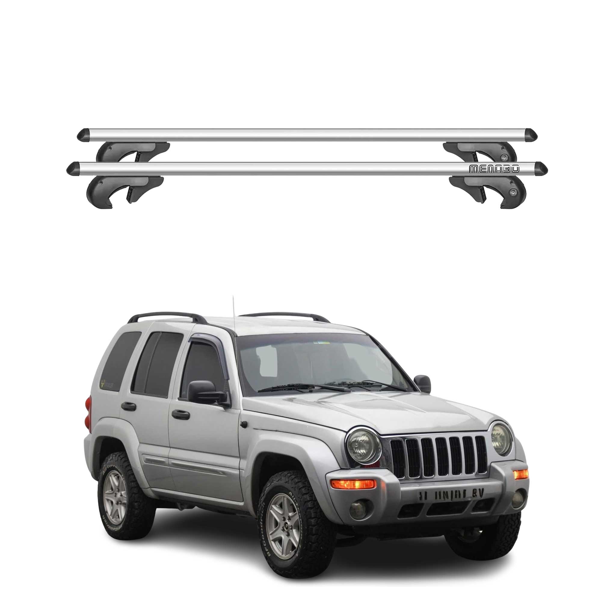 Barres de toit transversales pour Jeep Cherokee KJ 2005-2007 FL 90kg Alu Gris
