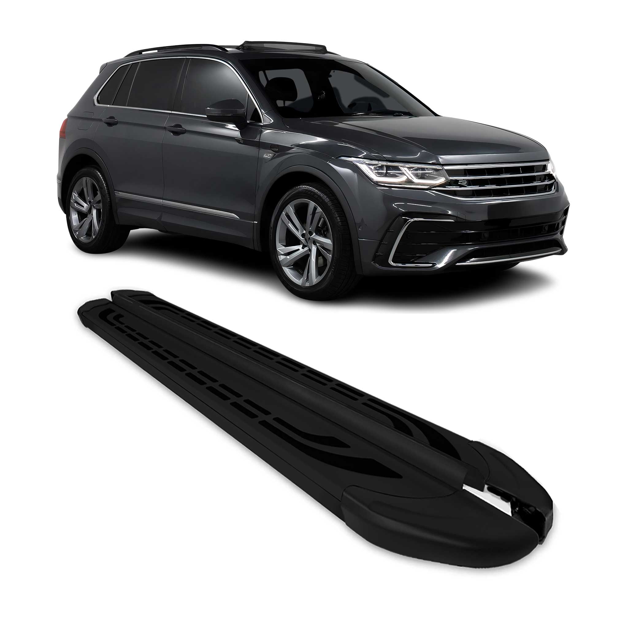 Marchepieds Latéraux pédale pour VW Tiguan II 2016-2023 Noir en Aluminium 2 Pcs
